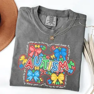 [Sale up to 35%] Comfort Colors Autism Awareness T-Shirt, I would Change the World For You, Autism Teacher Shirt, Cozy Autism Day