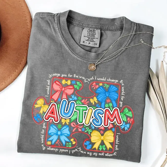 [Sale up to 35%] Comfort Colors Autism Awareness T-Shirt, I would Change the World For You, Autism Teacher Shirt, Cozy Autism Day