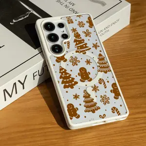 Gingerbread Christmas Phone Case for SAMSUNG S22/S23/S24/S25/ULTRA/PLUS/FE/Edge  Matte Magnetic Phone Case Wear-resistant and anti-scratch Anti-slip and anti-fall Screen Protector Shockproof RO0926A045 Acrylic Wireless