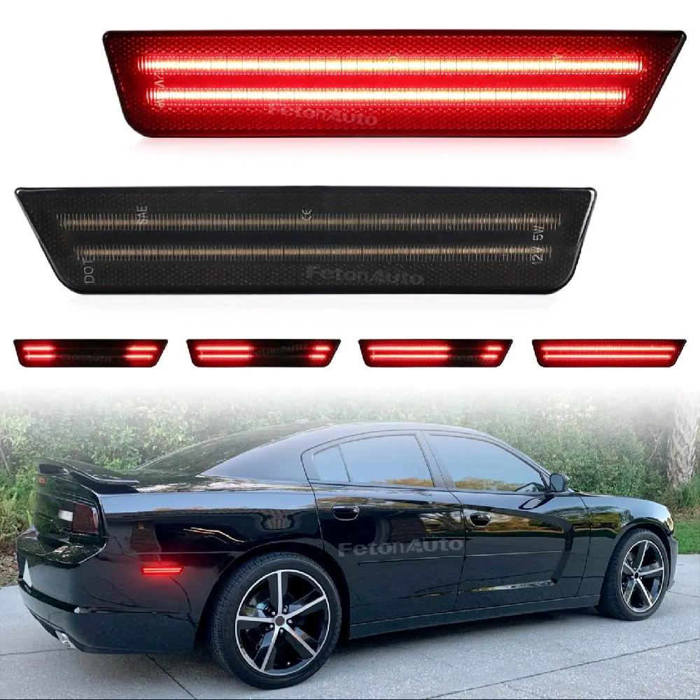 New Dynamic White, Red Sidemarker for Dodge Challenger 08-14 Charger 11-14 Fender Indicator Lamps LED Flare Side Marker Lights
