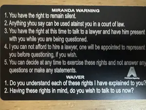 Miranda Warning Card