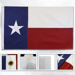 Texas Embroidered Star Banner - 3x5ft Plastic Flag with 4-Stitching, Indoor/Outdoor Home & Festive Supplies Backdrop