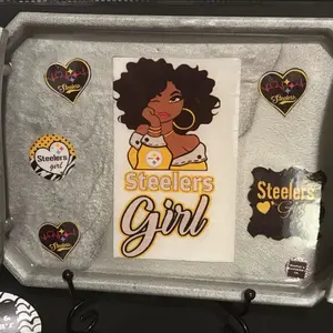 Resin Art - Steelers Girl Design with Heart and Zebra Print Elements, Perfect for Decor