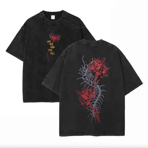 Tokyo Ghoul Ken Kaneki Red Eye King Ghoul Flower v6 Anime Acid Washed T-Shirt, Hoodie – Anime Graphic Tee, Vintage Cotton unisex graphic tees 90s Top