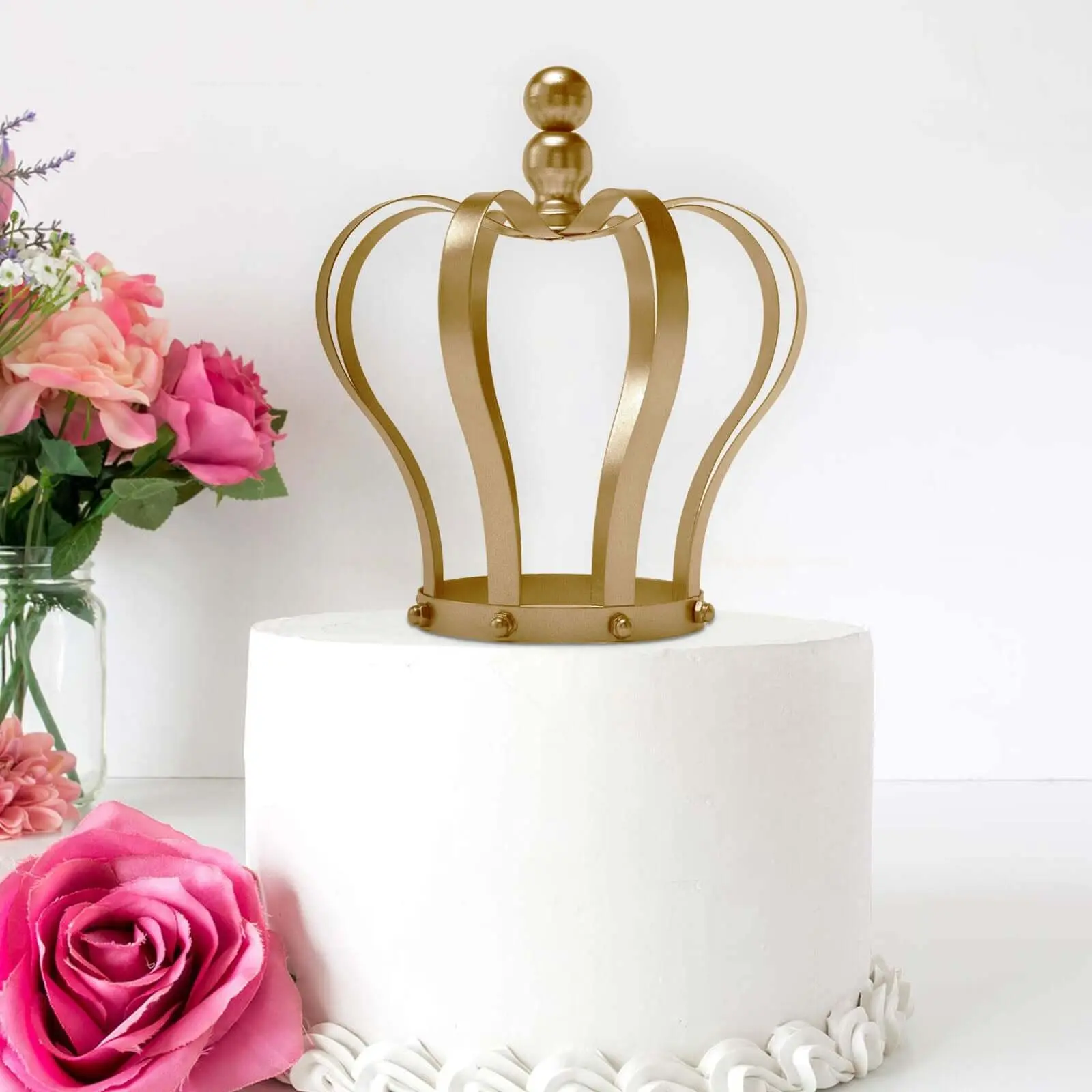9" Gold Metal Royal Crown Cake Topper, Crown Shape Decorating Piece - Sophisticated Wedding Cake Centerpiece for Themed Events