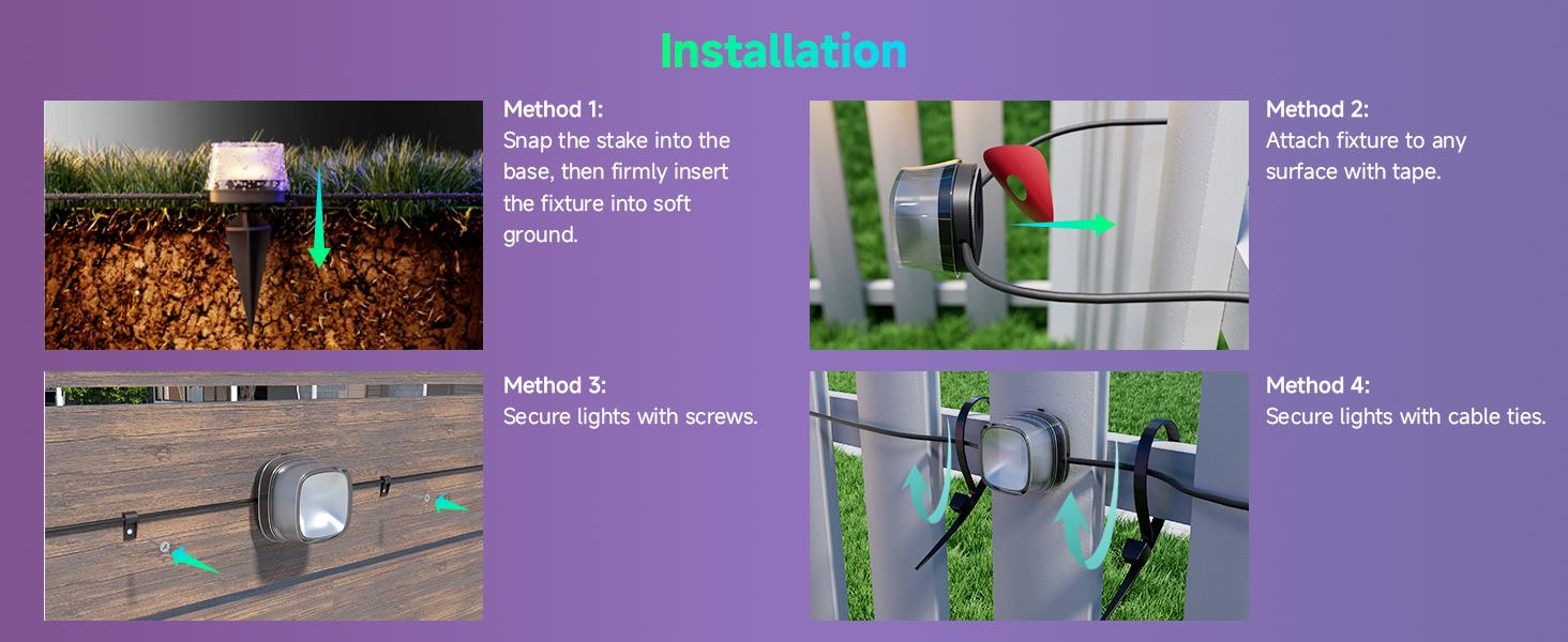 50 ft Smart RGBCW LED Pathway Lights 15-Pack IP67 Waterproof for Pathways Yards Lawns Patios Pool Fences Party Decorations Compatible with Alexa Google Assistant