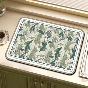 Modern Print Rug, Kitchen Countertop Drain Pad, Absorbent Silica Gel Mat, Dish Drying Pad, Cup Holder, Easy Clean, Multi-Functional Use