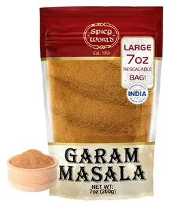 Spicy World Garam Masala Powder 7-Ounce 15 Premium Spice Blend Salt Free Vegan Indian Origin Curry Spice Flavor