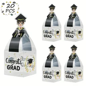 20pcs Graduation Gown Transparent Candy Boxes, Small Gifts For Graduation Parties, Perfect As Party Favors And Candy Containers, An Ideal Choice To Decorate Your Graduation Celebration, Graduation Gift Wrapping