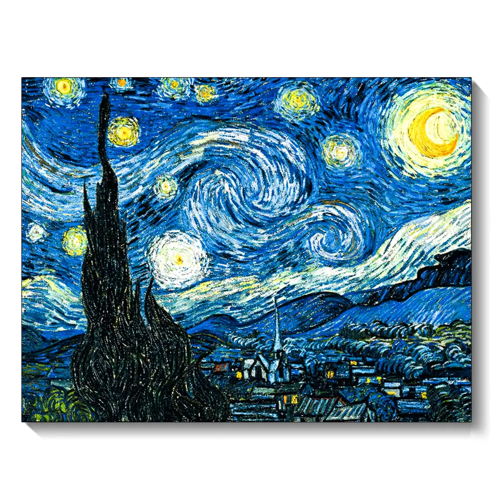 Van Gogh Starry Night Landscape Diamond Painting Kit with Rhinestones, Art Craft, Mosaic Embroidery, 30x40cm/11.81x15.75inch Canvas, DIY Needlework for Crafting Fun, Home Decor & Handmade Gifts
