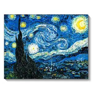 Landscape Diamond Painting Van Gogh Starry Night Painting Mosaic Embroidery Cross stitch Kits Art Home Decor Handmade Gifts 30x40cm/11.81x15.75inch Canvas