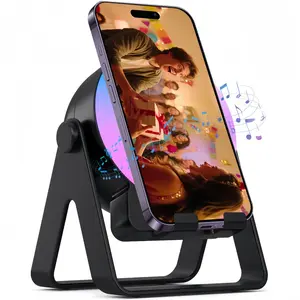 Bluetooth Wireless Speaker with Phone Stand | RGB Light Induction Audio Player | 360° Rotating Adjustable Holder | Stable Wireless Connection, Type-C Charging | Portable Desktop Speaker for Bedroom & Office | Valentine’s Day Gift for Couples