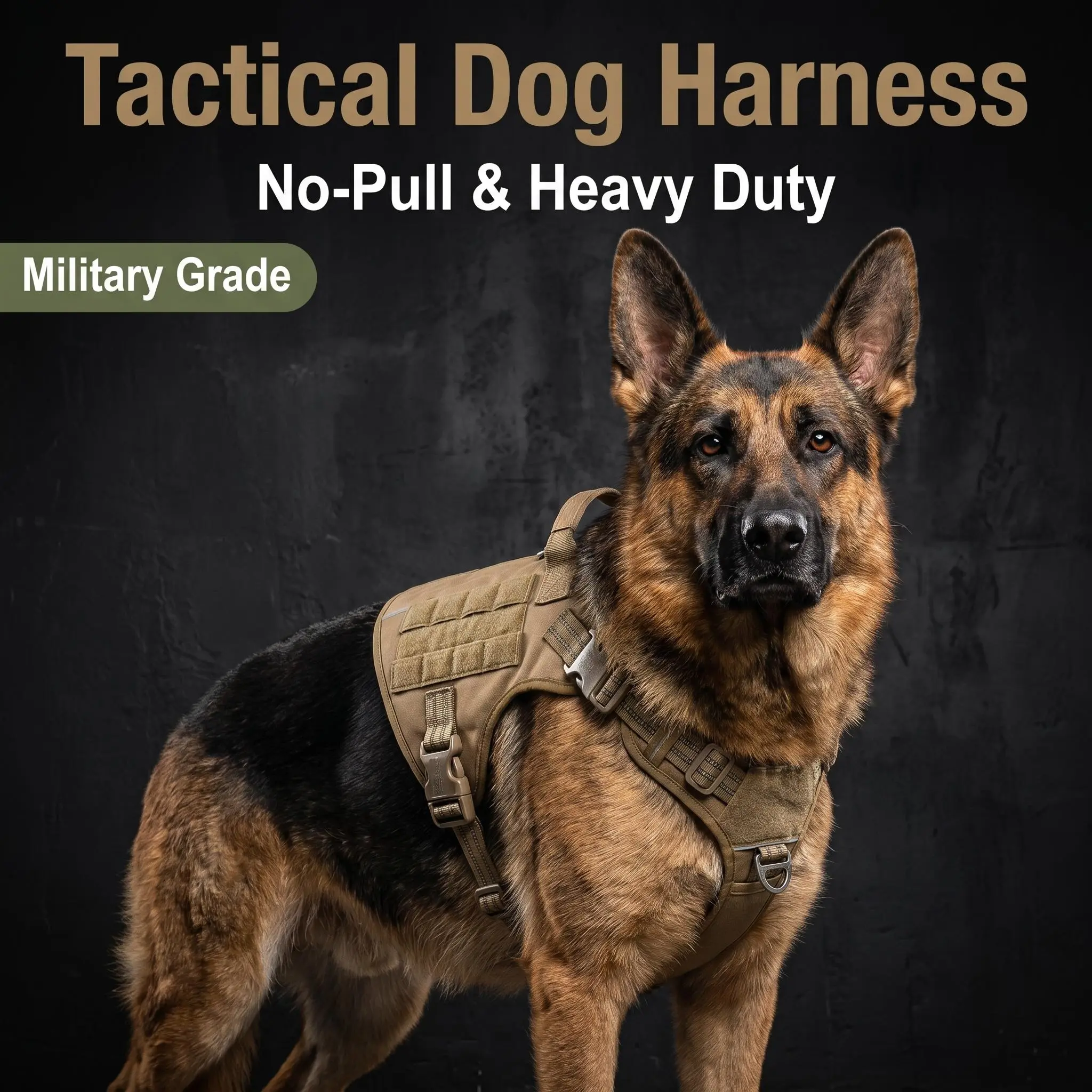 Tactical Dog Harness – Universal harness suitable for walking and safety purposes for small to large dogs, durable and reflective, easy to control, no-pull adjustable pet harness, pet supplies   outdoor dog harness