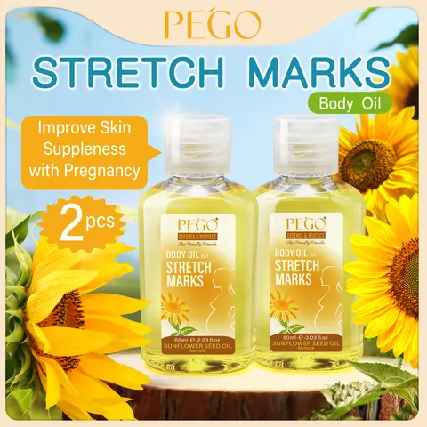 PEGO Body Oil for Stretch Mark, Prevents and Reduces Stretch Marks, Natural, Safe, 2 pcs. moothsThe Look Of The Skin And Gives Visible Results In30 Days
