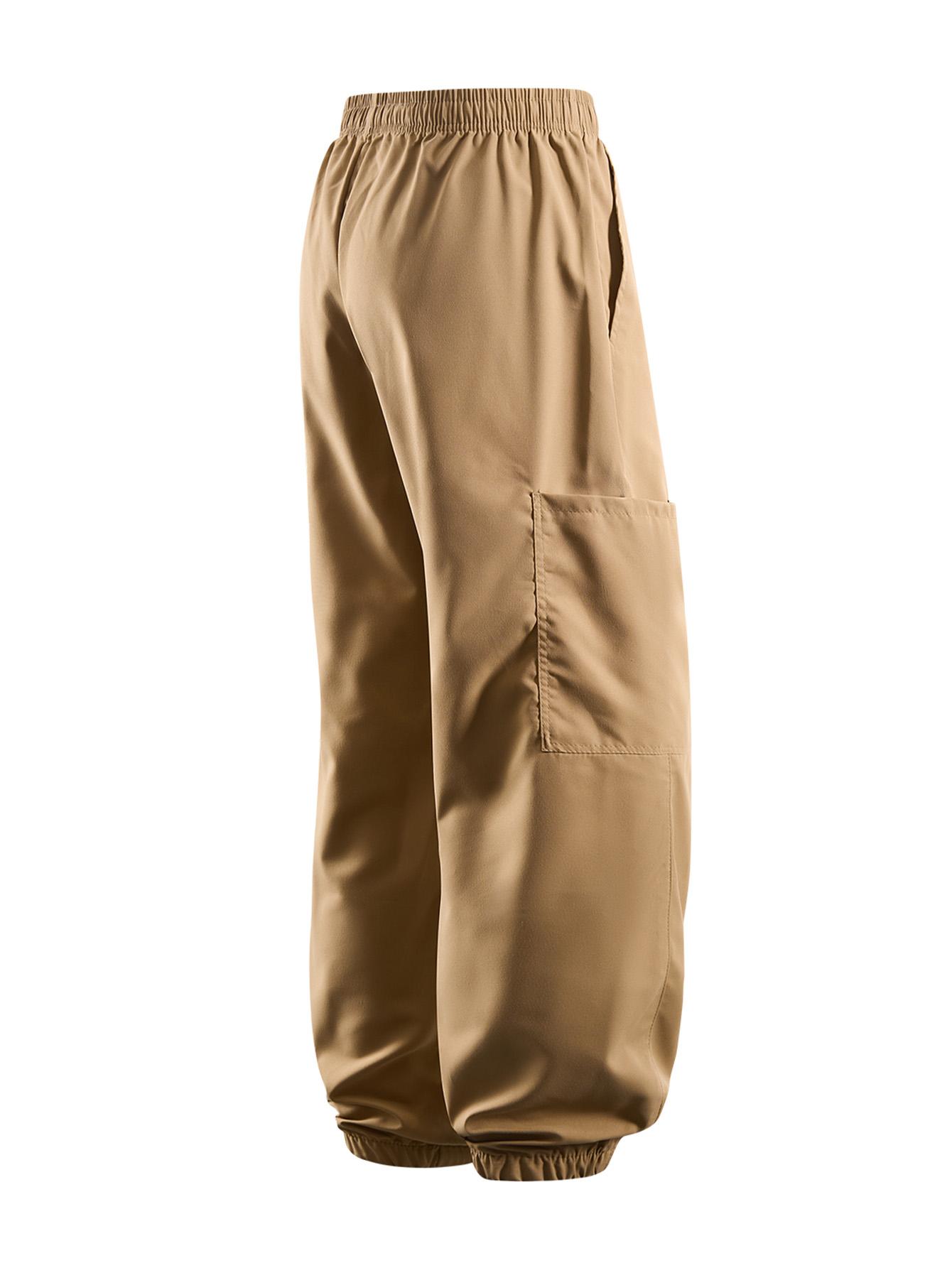 CCCMAI Men's Cargo Pants with Multiple Pockets Durable Polyester Machine Washable Perfect for Hiking Outdoor Activities Breathable Comfortable Loose Fit Long Pants Casual Day Zipper Soft Plain Menswear Trouser