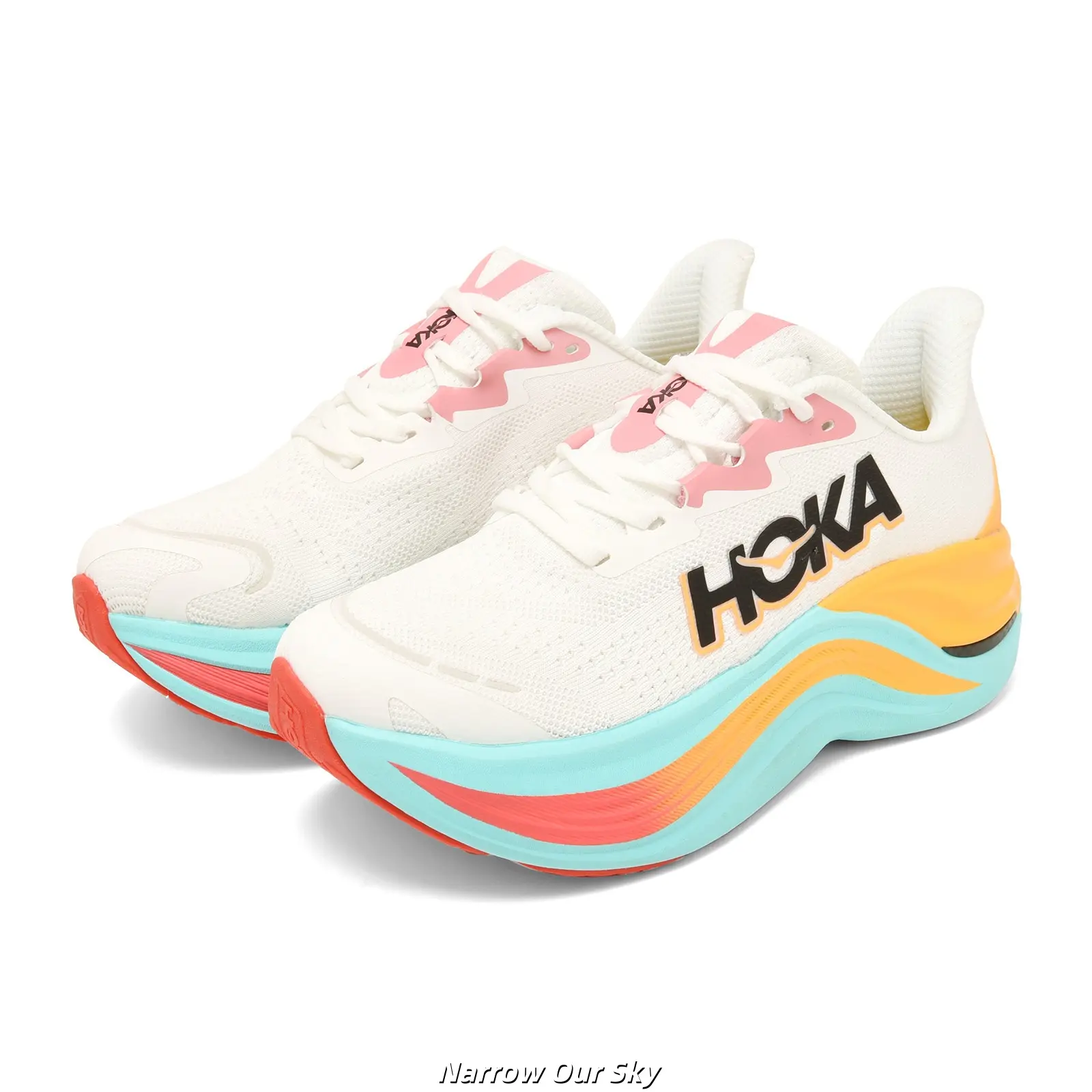 Brand New Original Box Unisex White Orange Cyan Gradient Mesh Running Shoes Ultra Thick Wave Cushion Non Slip Breathable Walking Gym Athletic Sneakers US Sizes 5-12