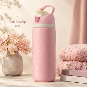 [Special Edition] Owala FreeSip 32oz Pink Ribbon Toile Water Bottle | Urban Outfitters Leakproof Insulated Stainless Steel Cold Bottle | Cute Pink Travel Gym Daily Use Gift for Women