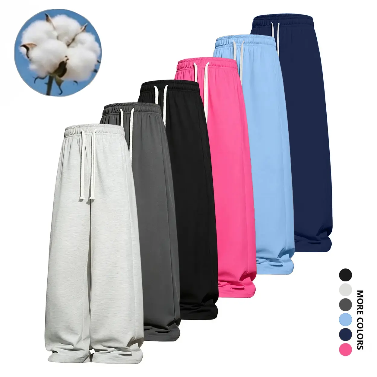 Men’s cotton-blend athletic pants, sweatpants, wide-leg jogging pants — beige, fitness wear, drawstring waist design, ultra-soft, breathable loose pants suitable for running and workouts, loose sweatpants, menswear, casual sports jogging pants, stylish so
