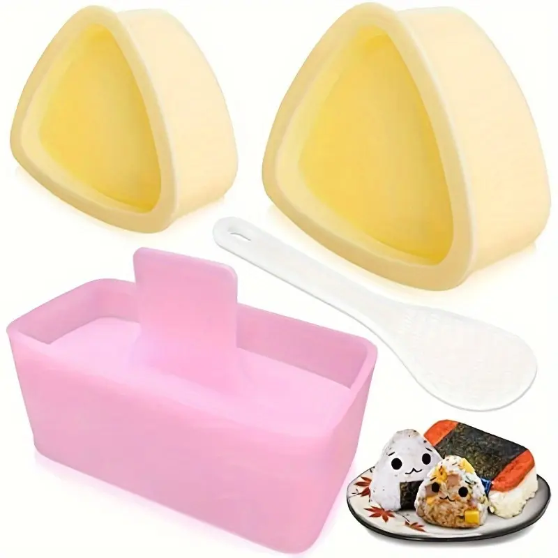 4pcs/set Onigiri Mold, Rice Mold Musubi Maker Kit, Musubi Maker Press, Classic Triangle Rice Ball Mold Maker Sushi Mold For Lunch Bento And Home DIY, Kitchen Tool, Kitchen Accessories