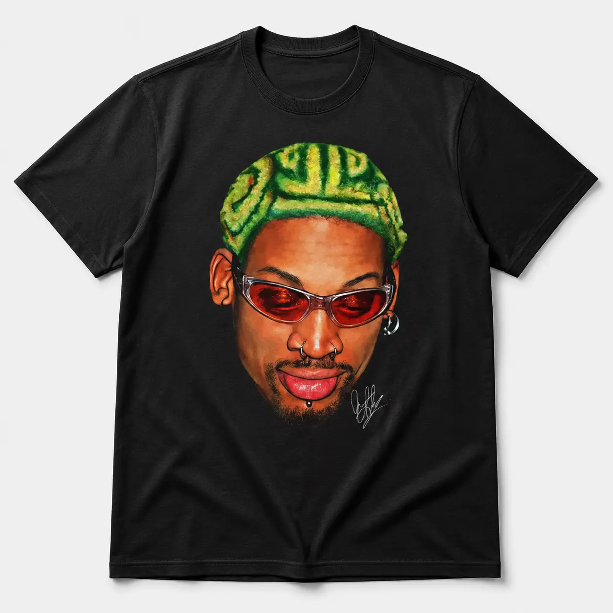 Dennis Rodman Rodzilla Graphic T-Shirt, Men's Classic Shortsleeve Streetwear Tee, Breathable Round Neck Casual Top, Tshirt, Cargo, Matching