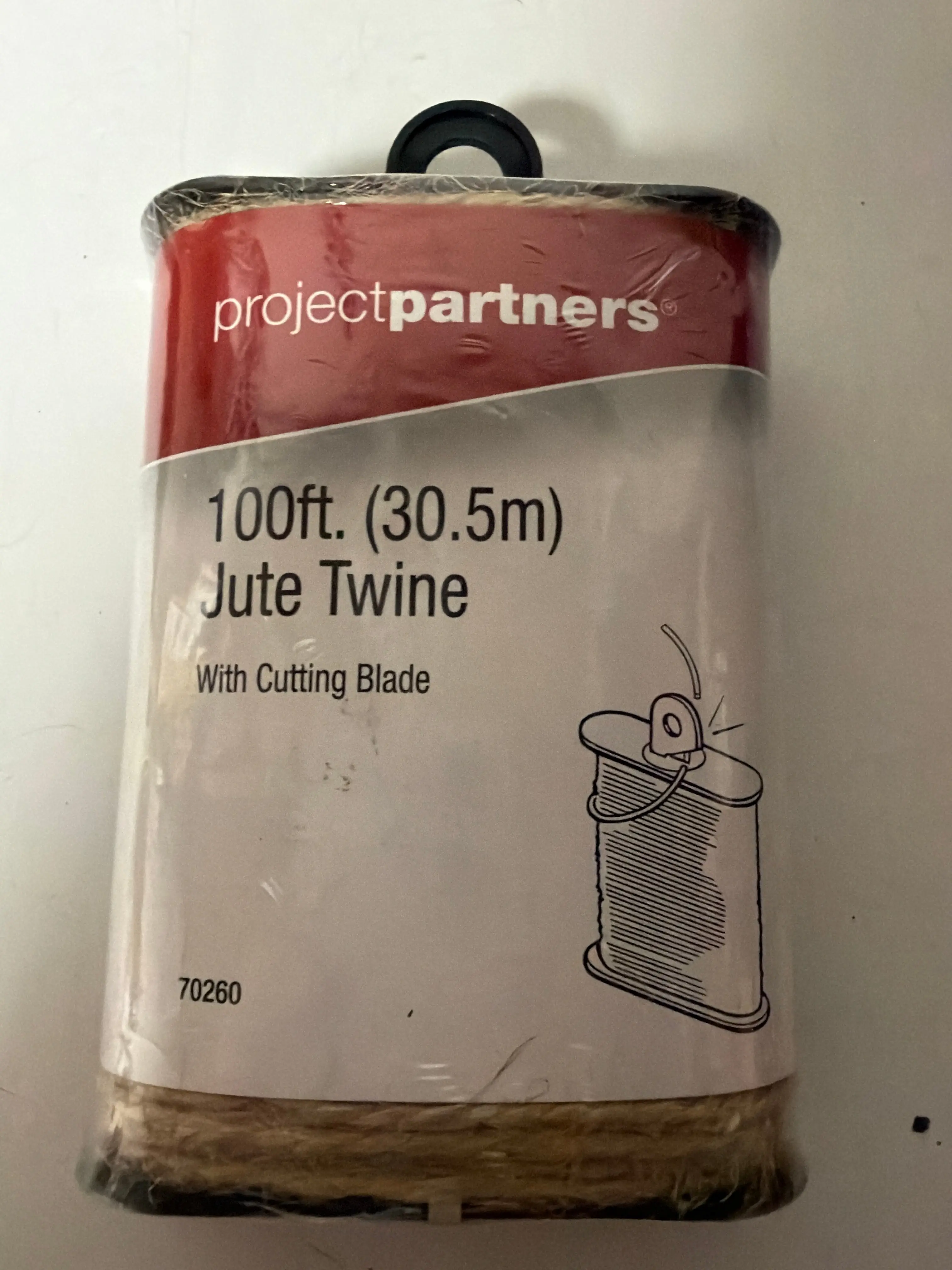 Project Partners 100 ft Jute Twine with Built-In Cutting Blade – Natural Craft & Utility String