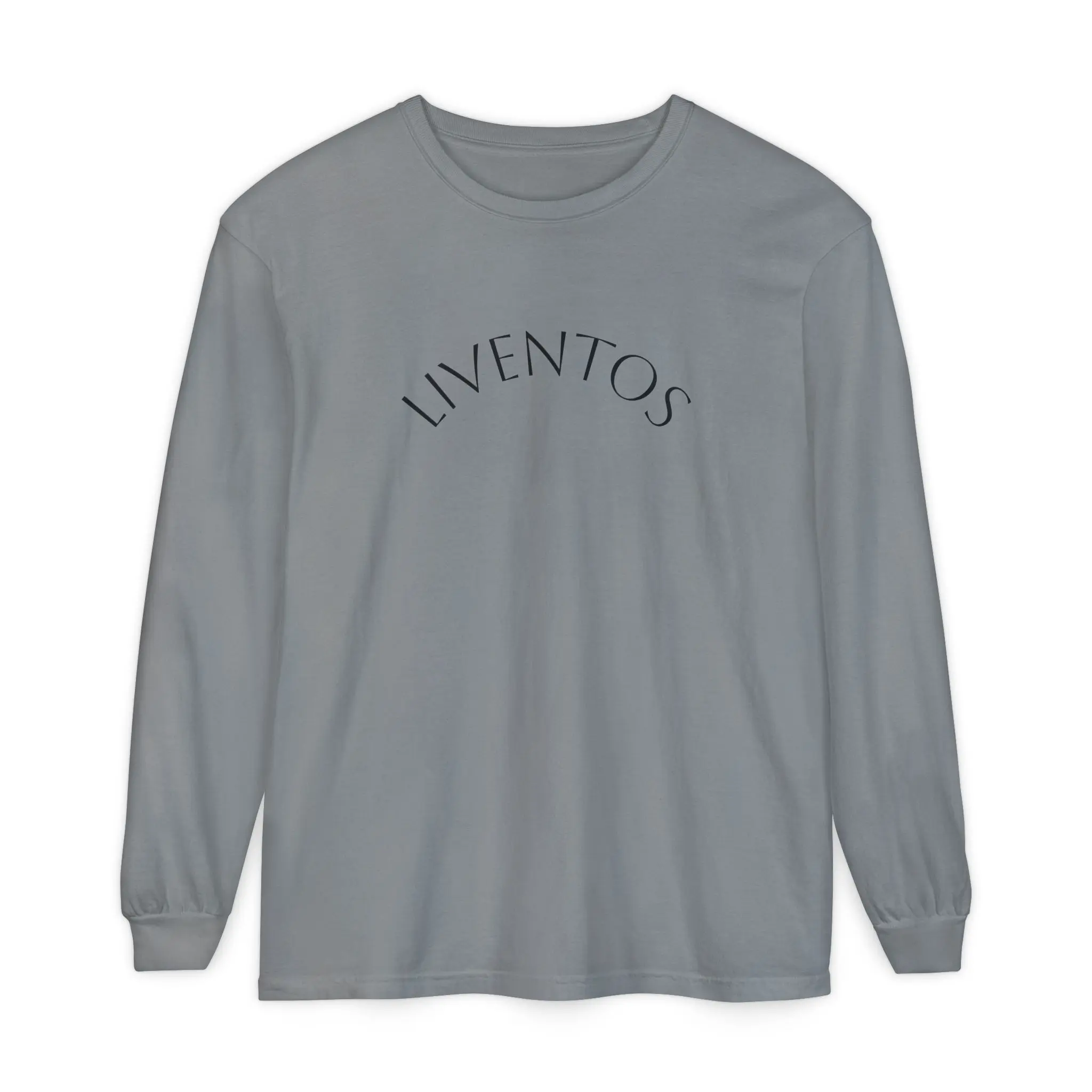 LIVENTO arch logo Long Sleeve Shirt | minimalist, gray, crewneck