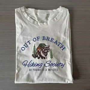 Out of Breath Hiking Society Embroidered T-shirt, Y2k Shirt, Gifts For Him, Gifts For Her, Unisex Shirt Top Menswear Womenswear Embroidered