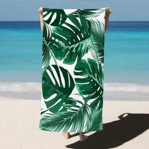 1PC Large Palm Leaf Pattern Microfiber Beach Towel for Adults, Quick-Dry Oversized Travel Bath Towel, Essential Yoga Camping Blanket 31"x63"For Men and Women Gift
