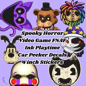 Spooky Horror Video game FNAF Ink Playtime Car Peeker Decals 4 Inch Sticker stickers window vehicle decor