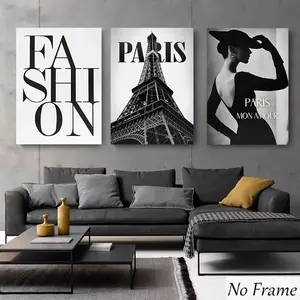 3pcs Paris Fashion Eiffel Tower Posters, Canvas Paintings, Perfect Room Decor for Office and Living Room, Gift Idea