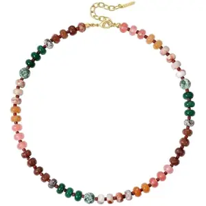 Beaded Necklaces for Women, Gemstone Bead Boho Choker, Natural Stone Handmade Fashion Autumn Winter Jewelry Gifts