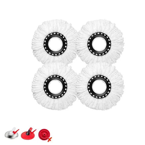 4pcs/8pcs Spin Mop Replacement Head for 360 Spin Mop Bucket with Wringer Set Systems, Microfiber Spin Mop Refills, Deep Cleaning Round Shape Standard Size
