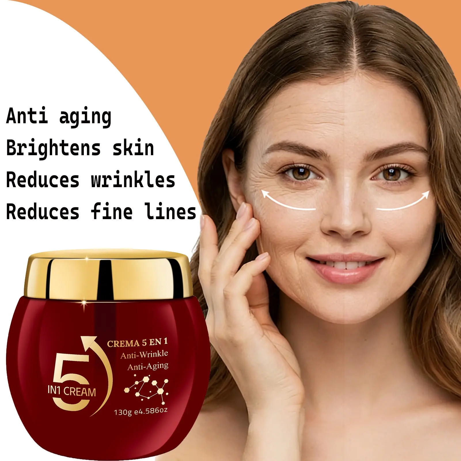 Five-In-One Niacinamide Anti-Wrinkle Cream, Contains Niacinamide, Collagen, Vitamin E, Vitamin C, Gotu Kola Extract, Whitening