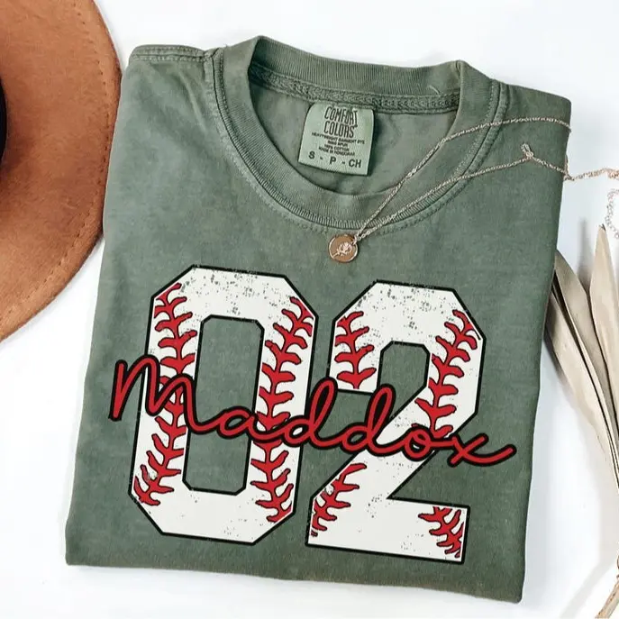 Comfort Colors Custom Baseball Number Shirt, Baseball Tee, Personalized Baseball Player Shirt, Baseball Fan Gift, Sports Mom tee, Game Day