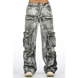 Malaika Grey Cargo Stacked Jean