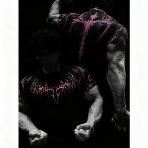 Men's Compression Short Sleeve T Shirt S XXL High Elasticity Muscle Fitness Shirt Unisex Black Tight fitting Red Geometric Muscle Texture Quick drying Moisture wicking for Workouts Yoga Beach Gym Tees Athletic Apparel