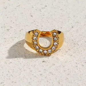 Pave CZ Horseshoe Signet Ring