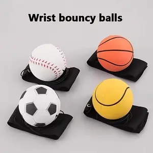 Elderly Exercise Reaction Ball, Rubber Wrist Bounce Balls with Rope, Stress Relief & Memory Training Aid for Seniors