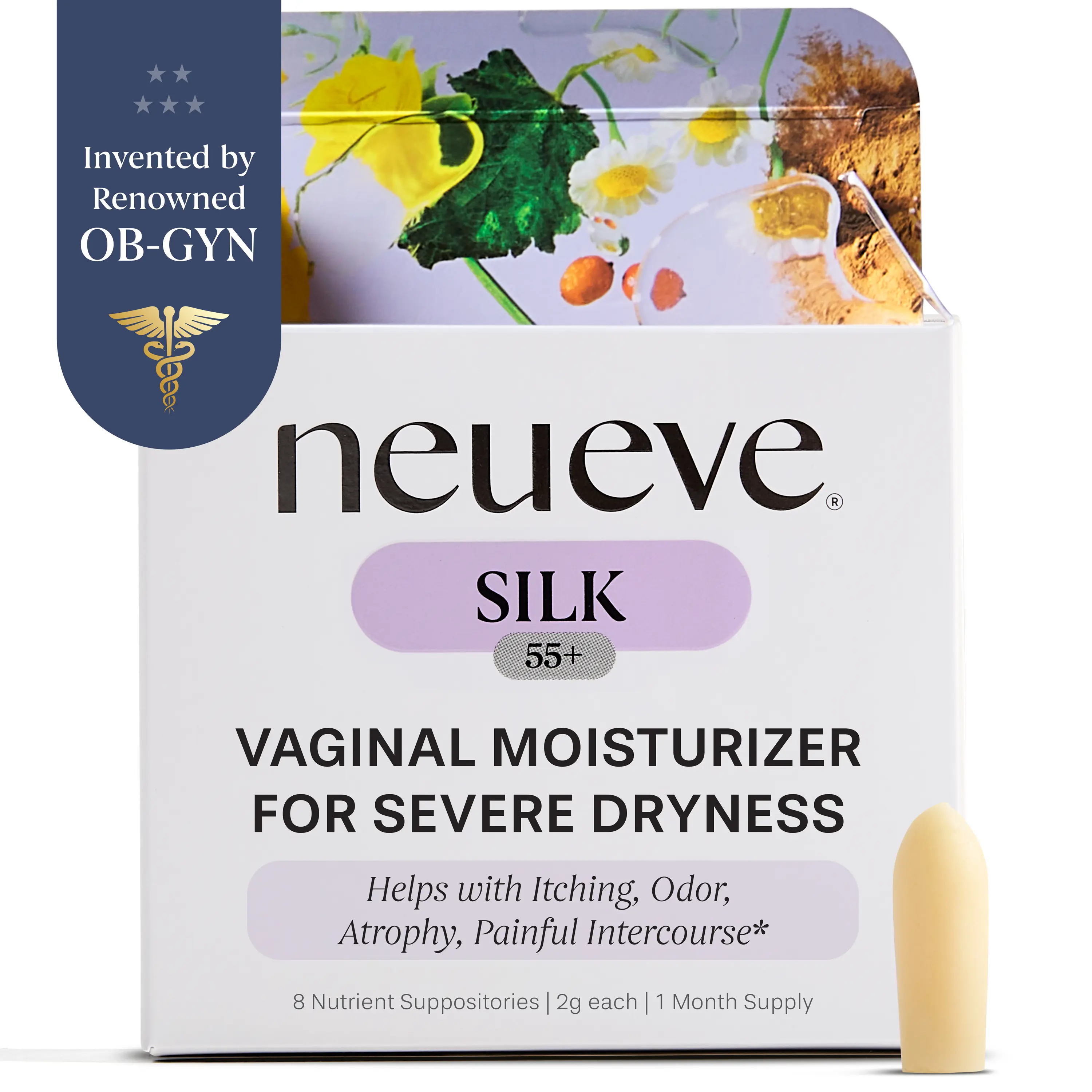 NeuEve Organic Mild Silk 55-70 Vaginal Moisturizer Insert Cream with Coconut Oil, Probiotic, Chamomile, Stinging Nettle, Orange Oil | Post-Hysterectomy Care Pack | For Dyspareunia, Vulvodynia