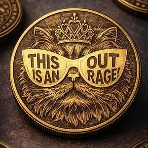 This Is An Outrage Challenge Coin, Dungeon Crawler Carl Collectible Metal Coin, Funny LitRPG Gamer Gift, Fantasy Book Lover Keepsake for Fans