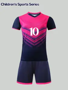 Boys' football sportswear set, featuring a pink-blue gradient ripple jersey + shorts combination, with the "THAUVIN No. 10" logo. Suitable for both sports and leisure occasions, it is an ideal choice for outdoor activities.