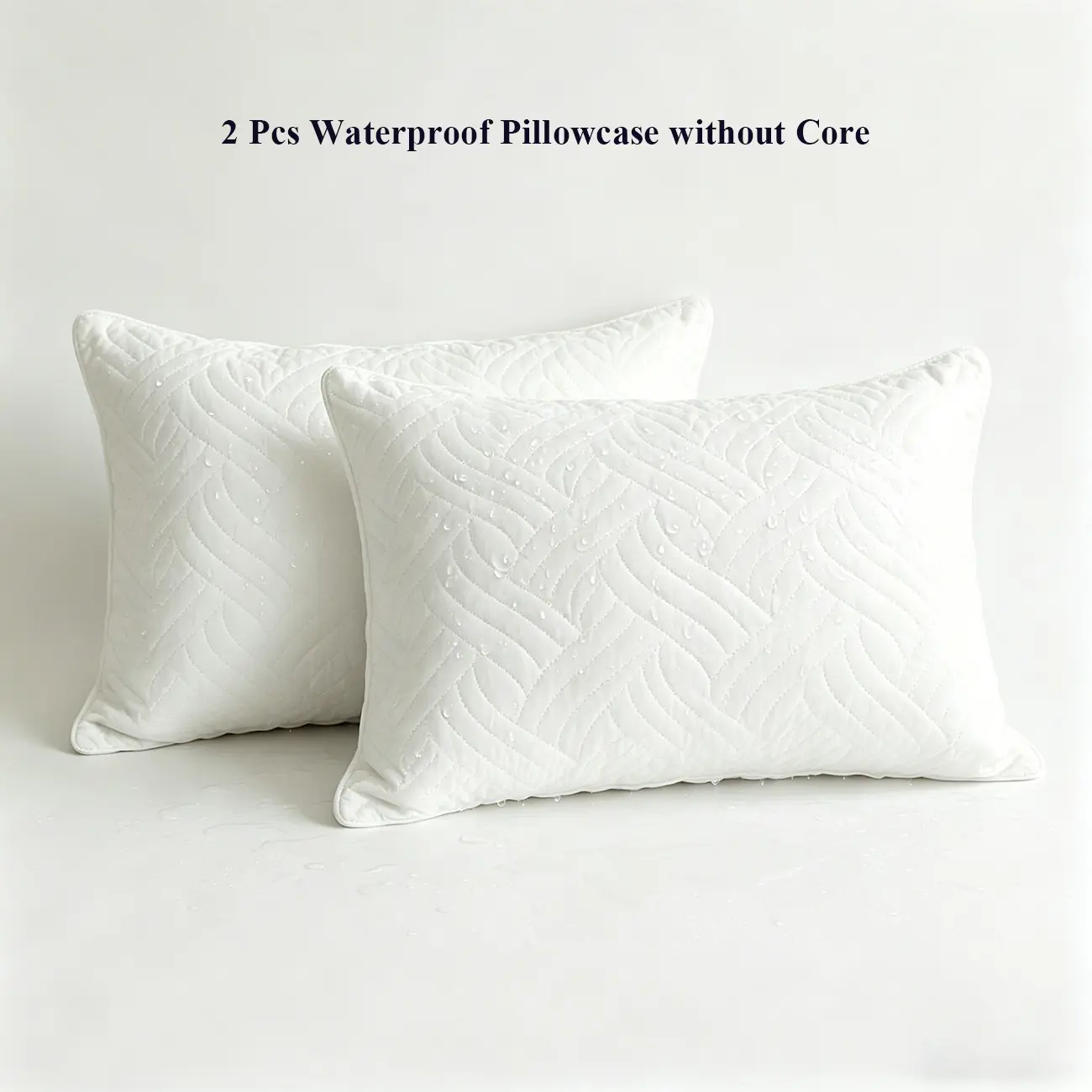 100% Waterproof Pillow Protector 2 Pack,Waterproof Quilted Pillowcase with Zipper Closure,Dust proof Stain Resistant Pillow Encasement for Queen Size Pillows, Machine Washable, Durable Bedding Accessories