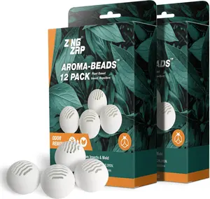 ZingZap Aroma-Beads 12-Pack X2 Packs Insect Repellent Deodorizer Balls, Plant-Based & All-Natural, Refreshing Scent, Lasting Effective Bug Deterrence