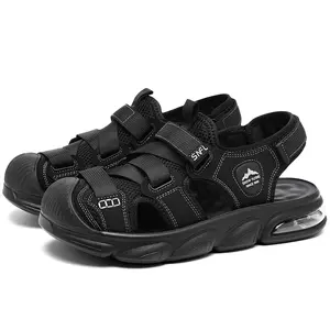 Men’s Closed-Toe Summer Outdoor Soft Sole Sports Beach Sandals, Waterproof, Non-Slip, Odor-Resistant, Perforated Design