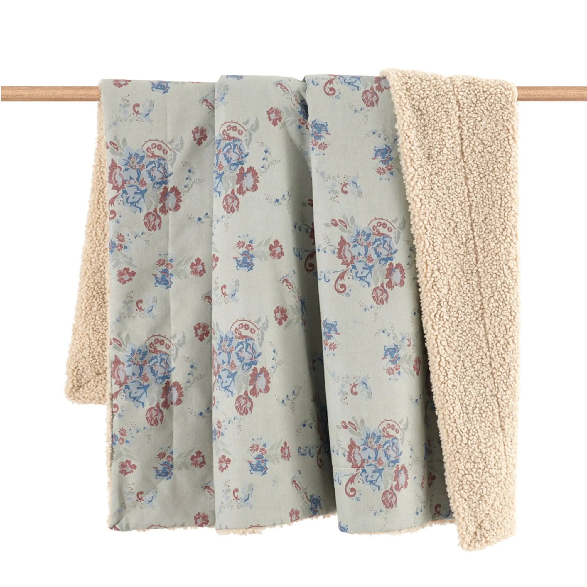Rosabel Washed Denim Teddy-Backed Throw