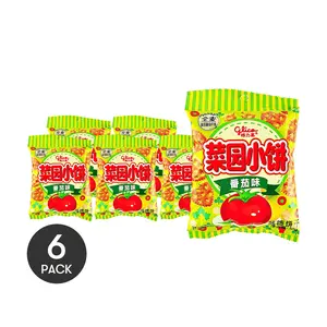 6 Pack Chinese Millet Rice Crust Crackers Tomato Flavor 1.76 oz Each - Crunchy Garden Snack