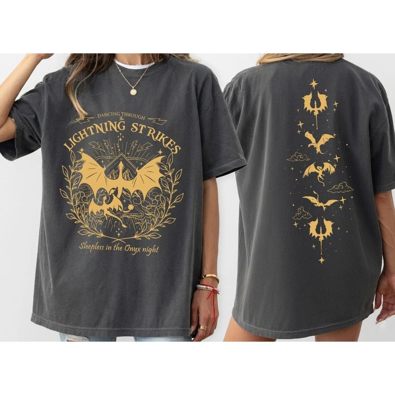 Onyx Storm Dancing Through The Lightning Strikes Comfort Colors Shirt, Fourth Wing Inspired Shirt, Dragon Lover Tshirt, Bookish Gifts