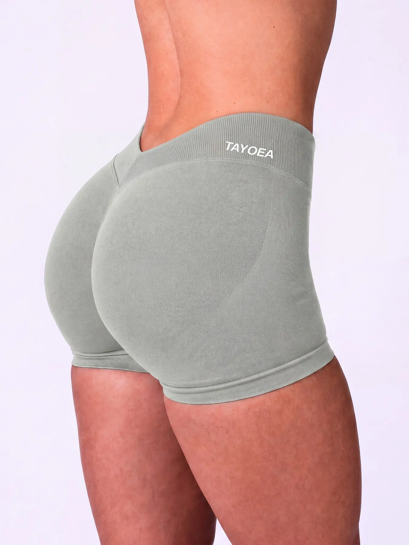 Tayoea Women's Seamless High Stretch V-Back Ruched Gym Workout Shorts, Ideal for Running Yoga Fitness, Daily Wear Activewear, Seamless Athletic Shorts, Seamless Sports Shorts