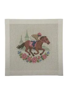 Lucky Lizzy Horse with Jockey (4 inch round) Needlepoint Canvas