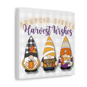 Pumpkin Kisses and Harvest Wishes | Stretched Canvas